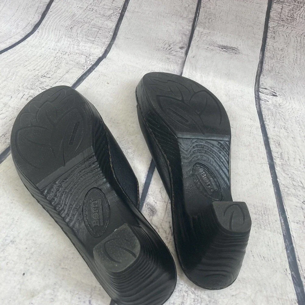 Born Sandals‎ Womens Size 9 Leather Black Side Buckle Strap Mule